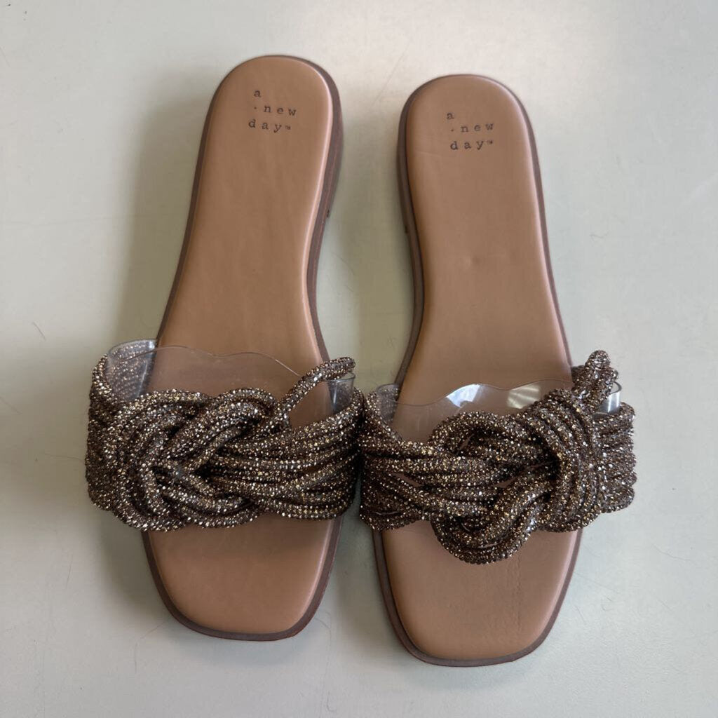 A New Day Copper Sparkle Slip On Sandals 8