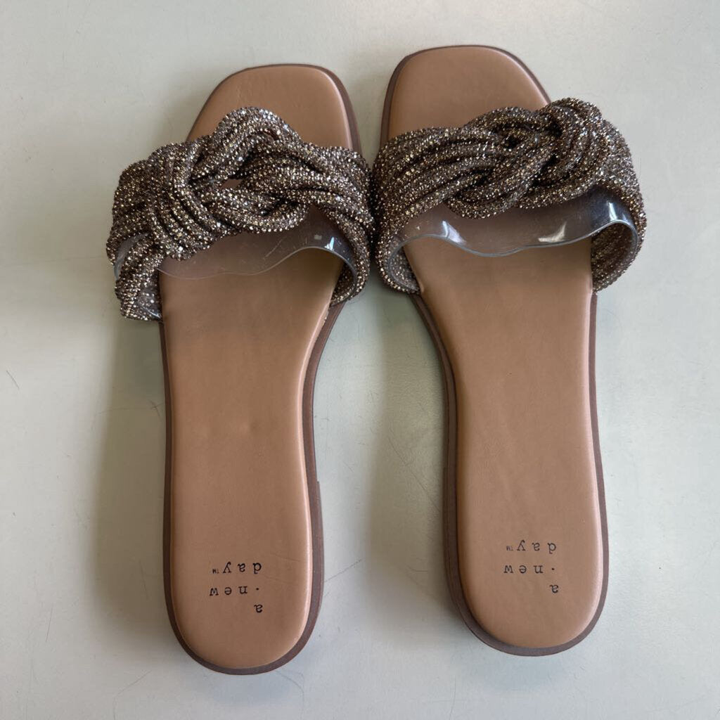A New Day Copper Sparkle Slip On Sandals 8