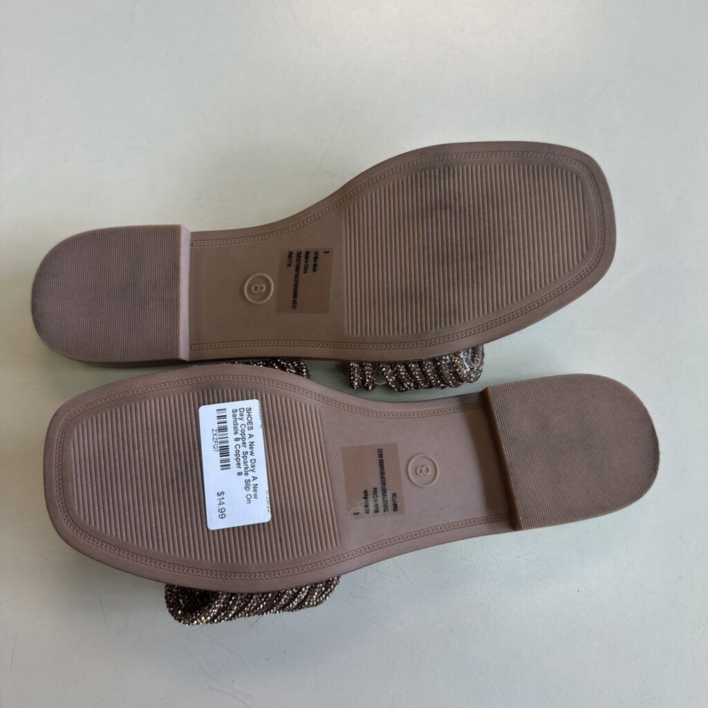 A New Day Copper Sparkle Slip On Sandals 8