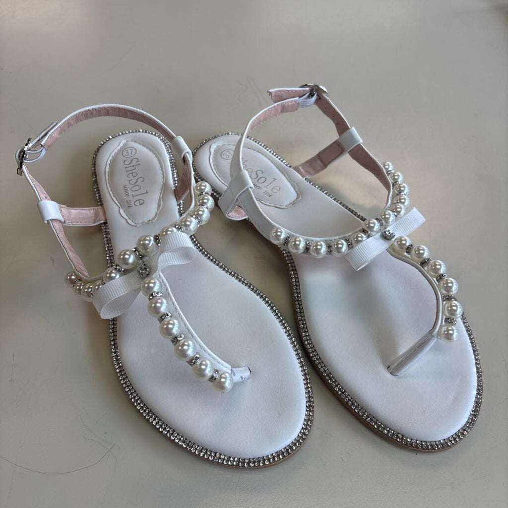 She Sole White Pearl/ Rhinestone Sandals 37