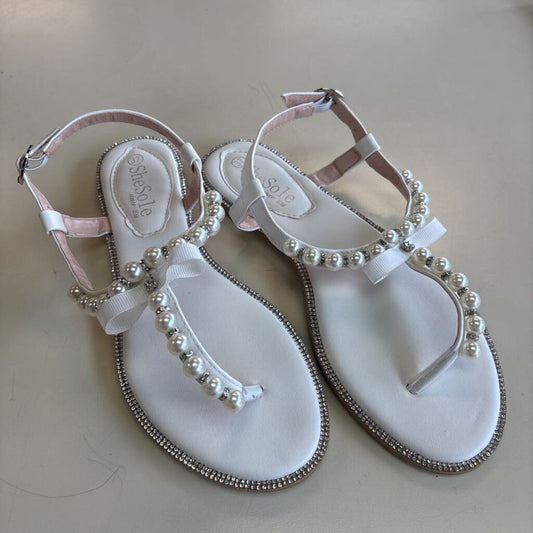 She Sole White Pearl/ Rhinestone Sandals 37
