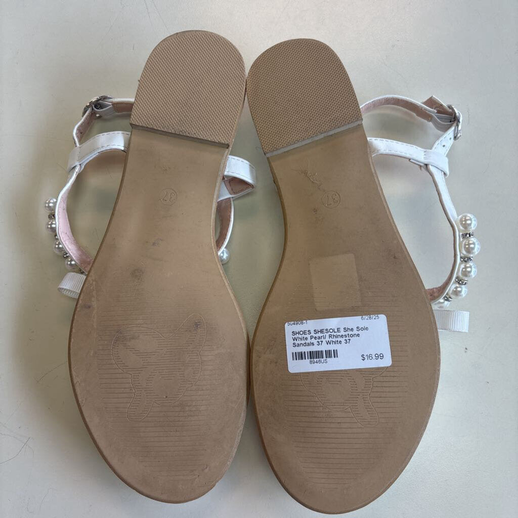 She Sole White Pearl/ Rhinestone Sandals 37