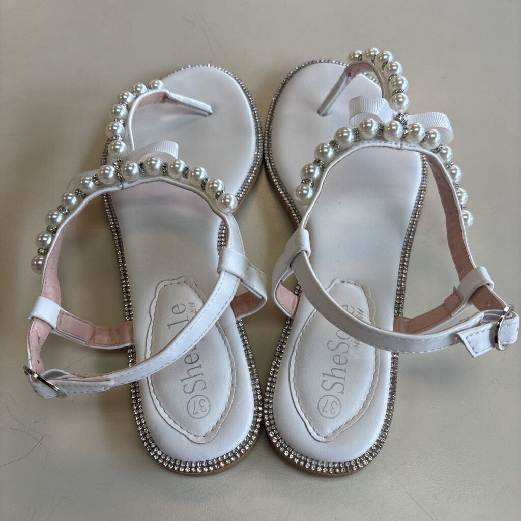 She Sole White Pearl/ Rhinestone Sandals 37