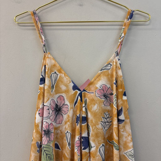 World Market Yellow Flower Print Jumpsuit Small/Medium