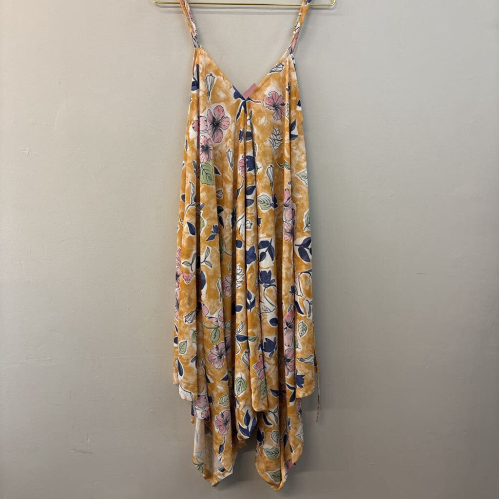 World Market Yellow Flower Print Jumpsuit Small/Medium