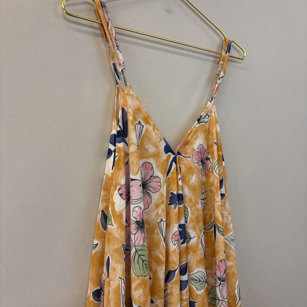 World Market Yellow Flower Print Jumpsuit Small/Medium