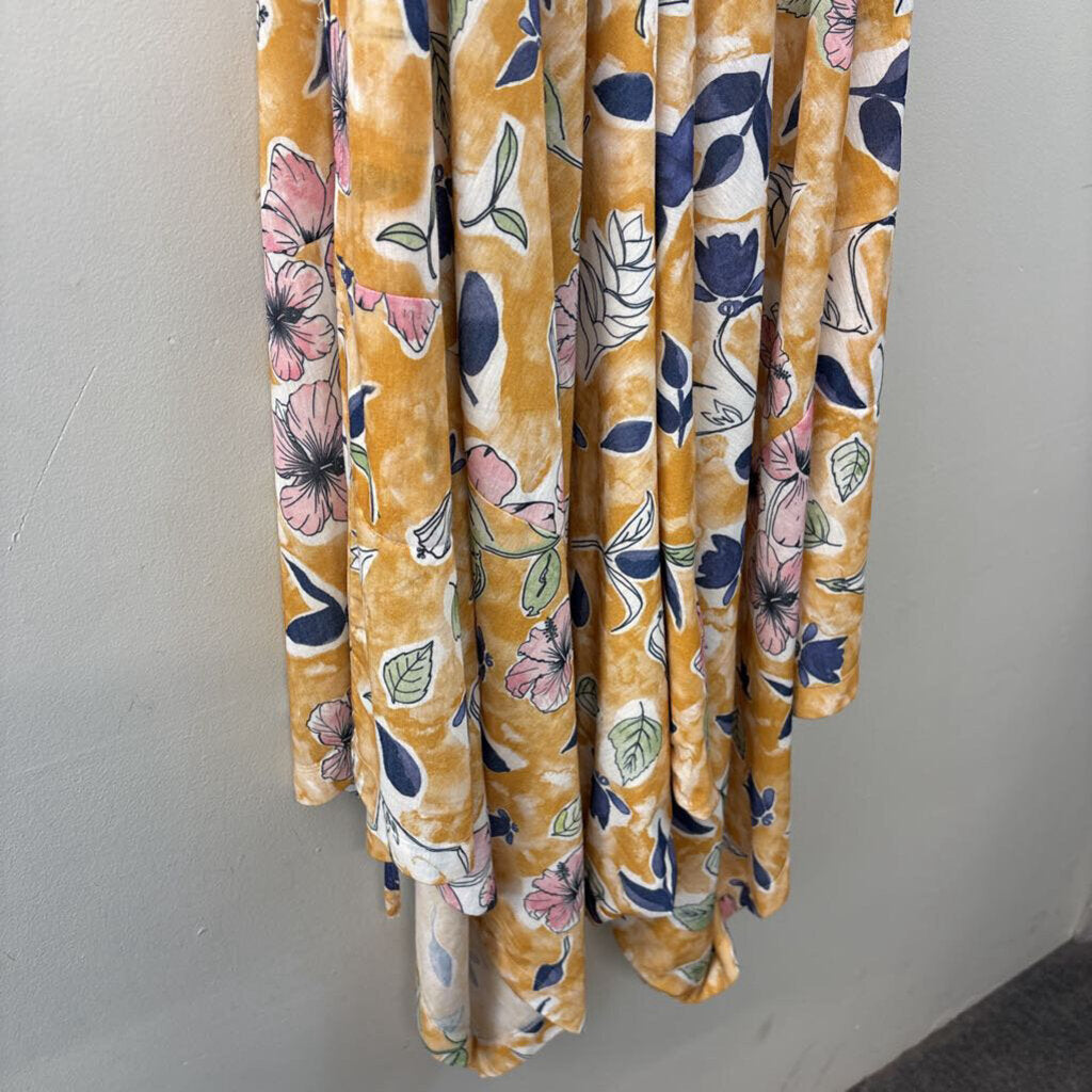 World Market Yellow Flower Print Jumpsuit Small/Medium