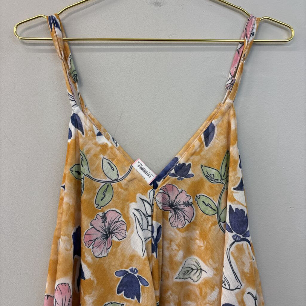 World Market Yellow Flower Print Jumpsuit Small/Medium