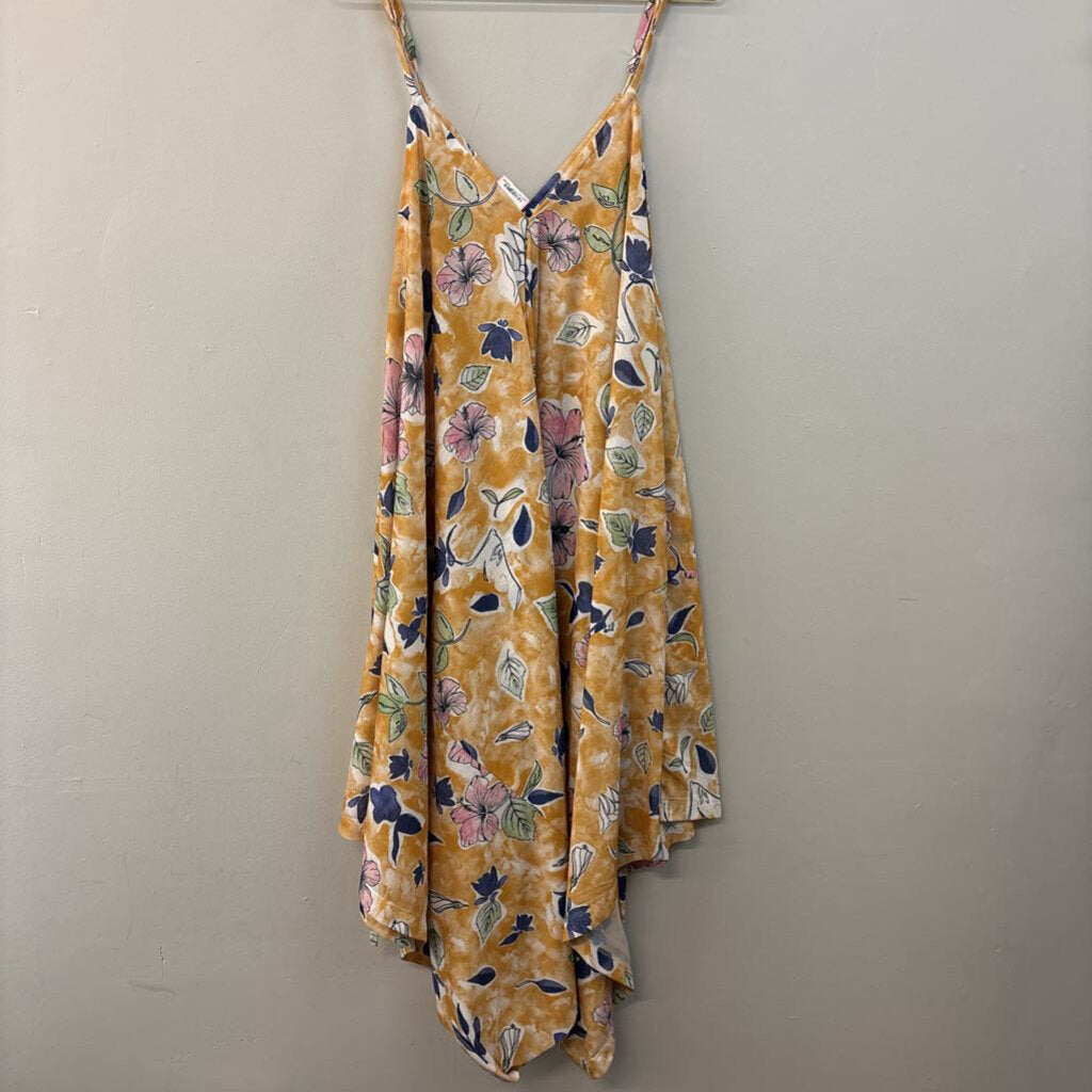 World Market Yellow Flower Print Jumpsuit Small/Medium