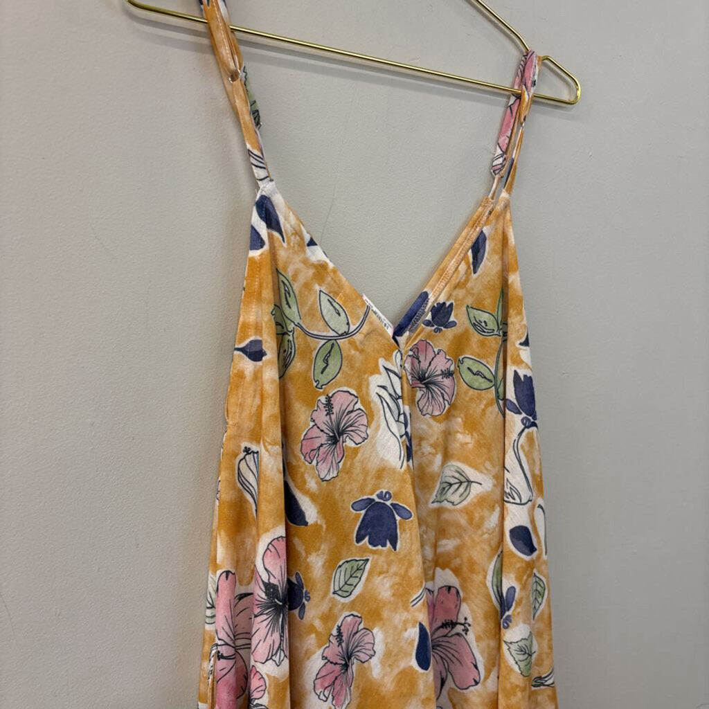World Market Yellow Flower Print Jumpsuit Small/Medium