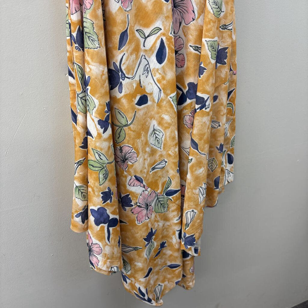 World Market Yellow Flower Print Jumpsuit Small/Medium