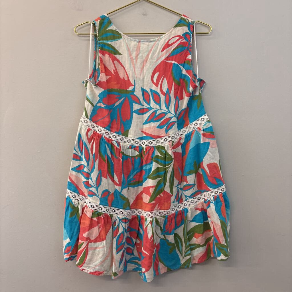 C&C California Linen Blend Printed Dress Small