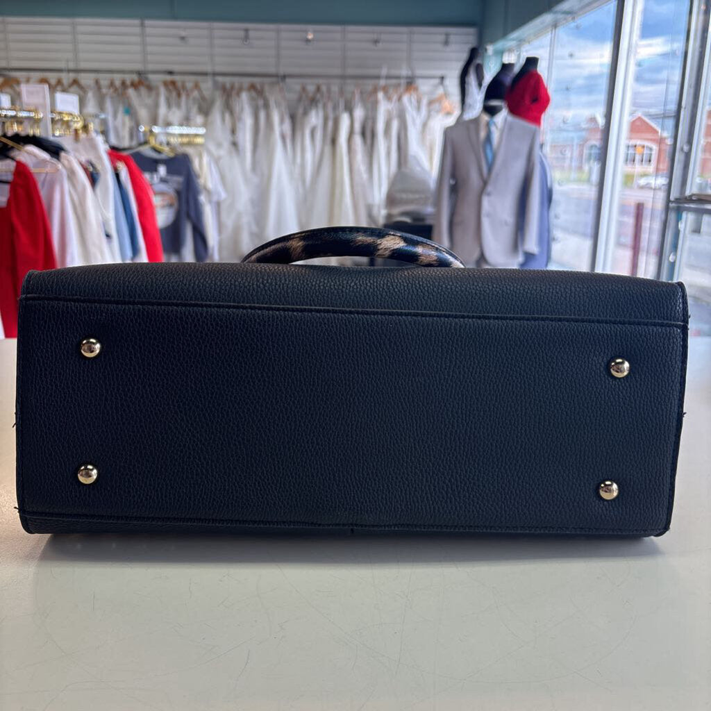 Black Studded Leopard Print Purse