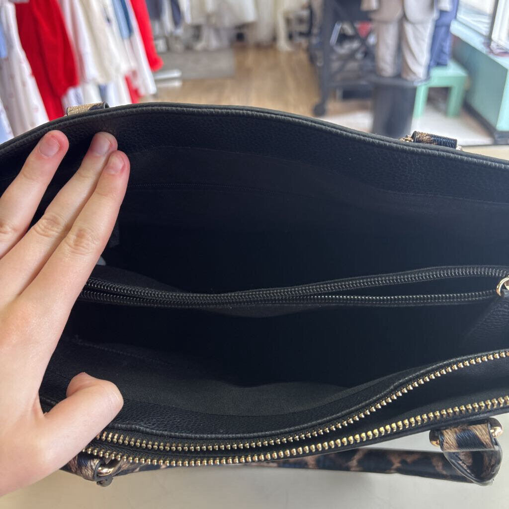 Black Studded Leopard Print Purse
