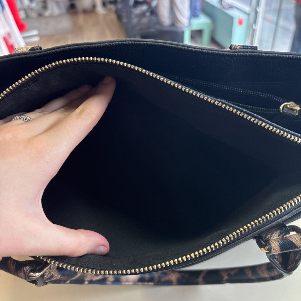 Black Studded Leopard Print Purse