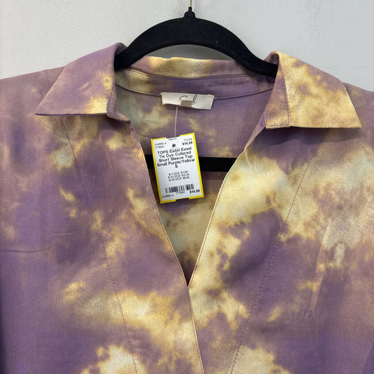 Easel Tie Dye Collared Short Sleeve Top Small
