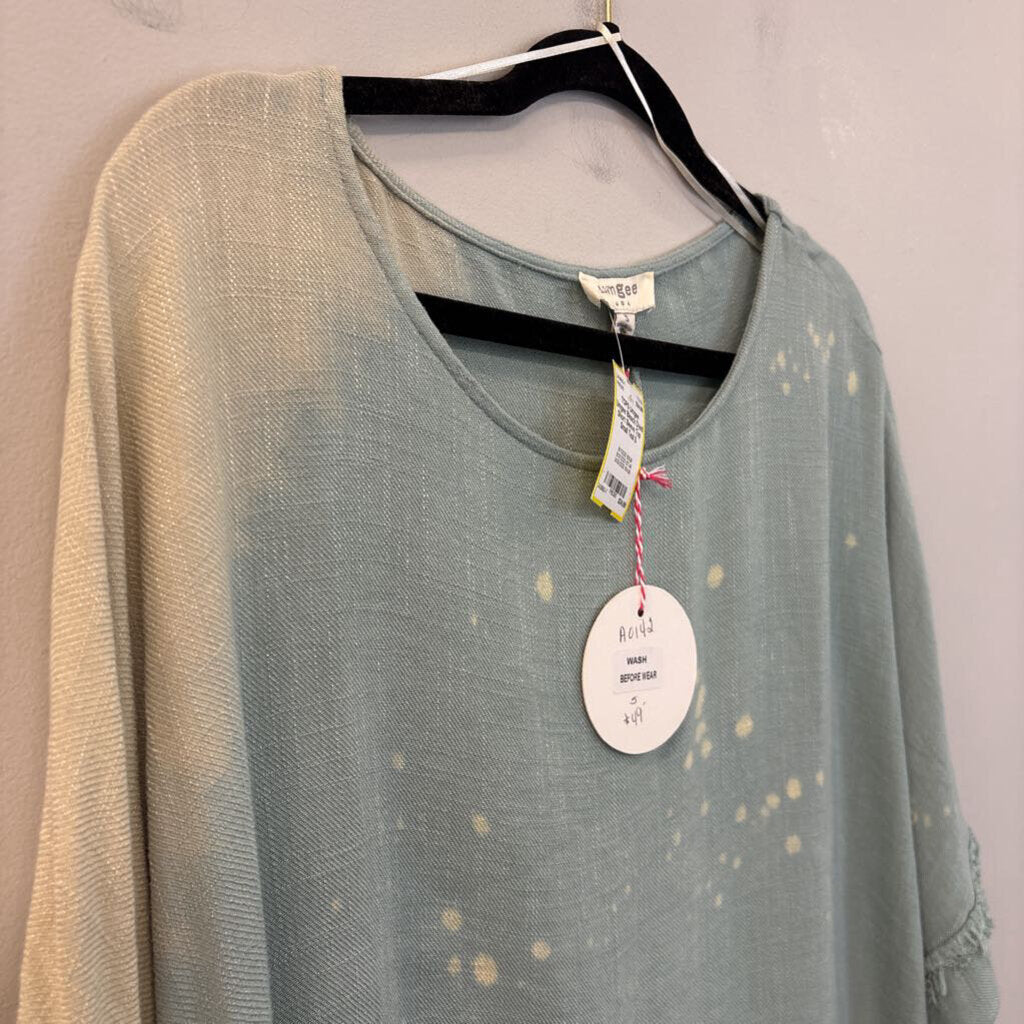 Umgee Bleach Dyed Short Sleeve Top Small