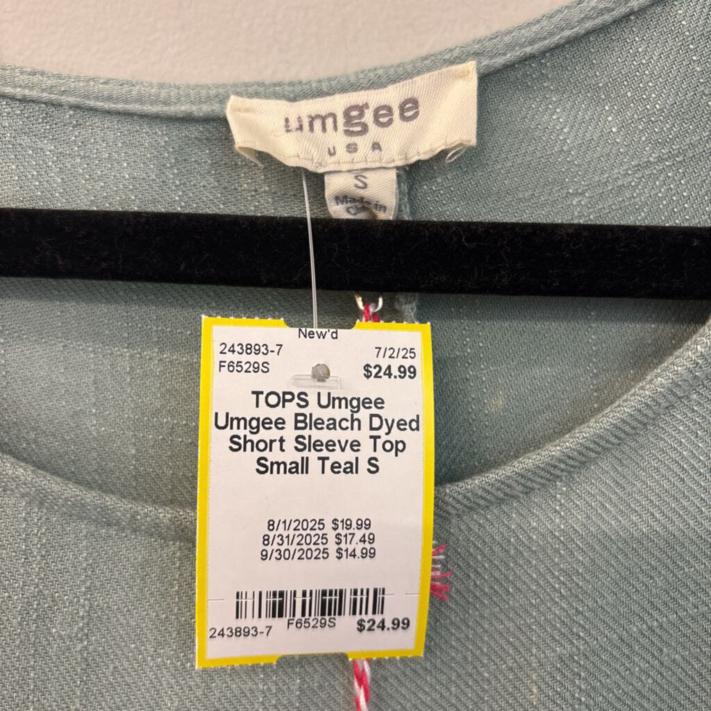Umgee Bleach Dyed Short Sleeve Top Small