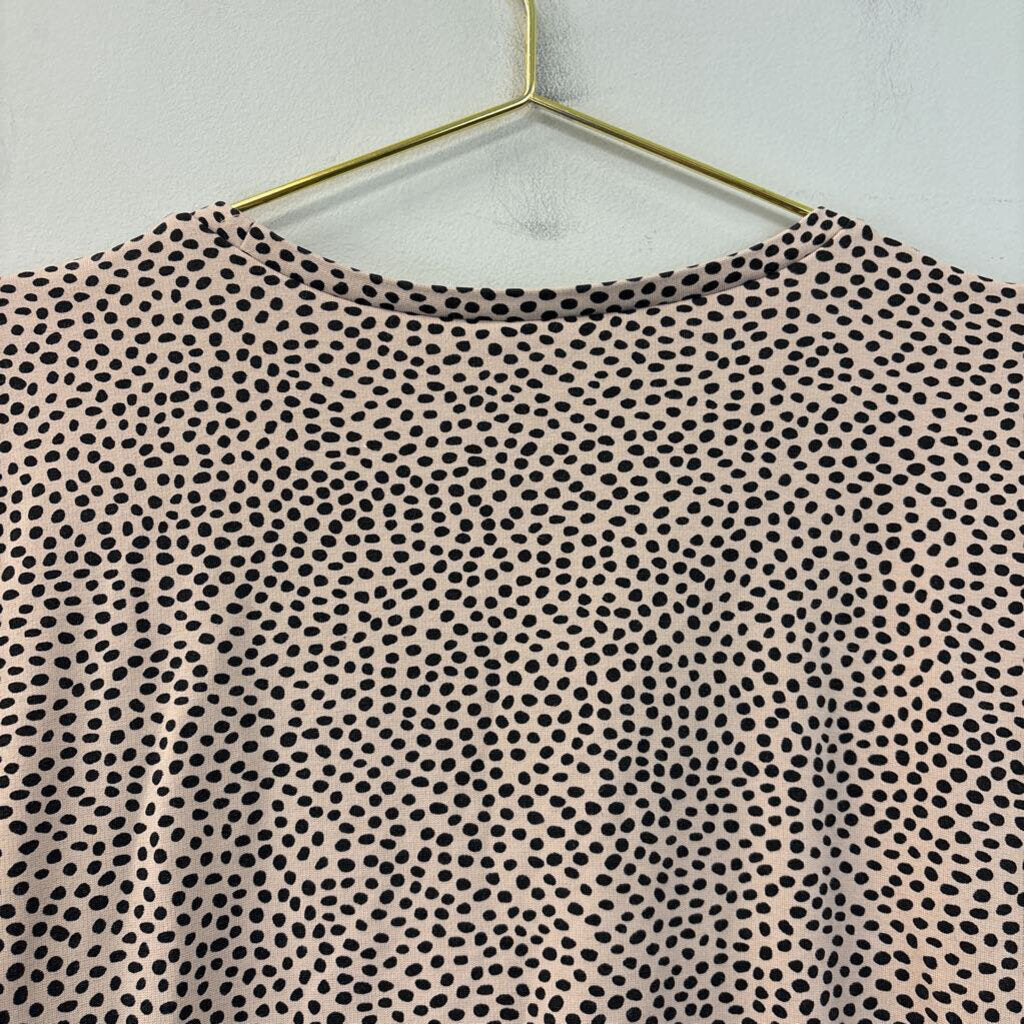 Express Dotted Tie Front Short Sleeve Top Small