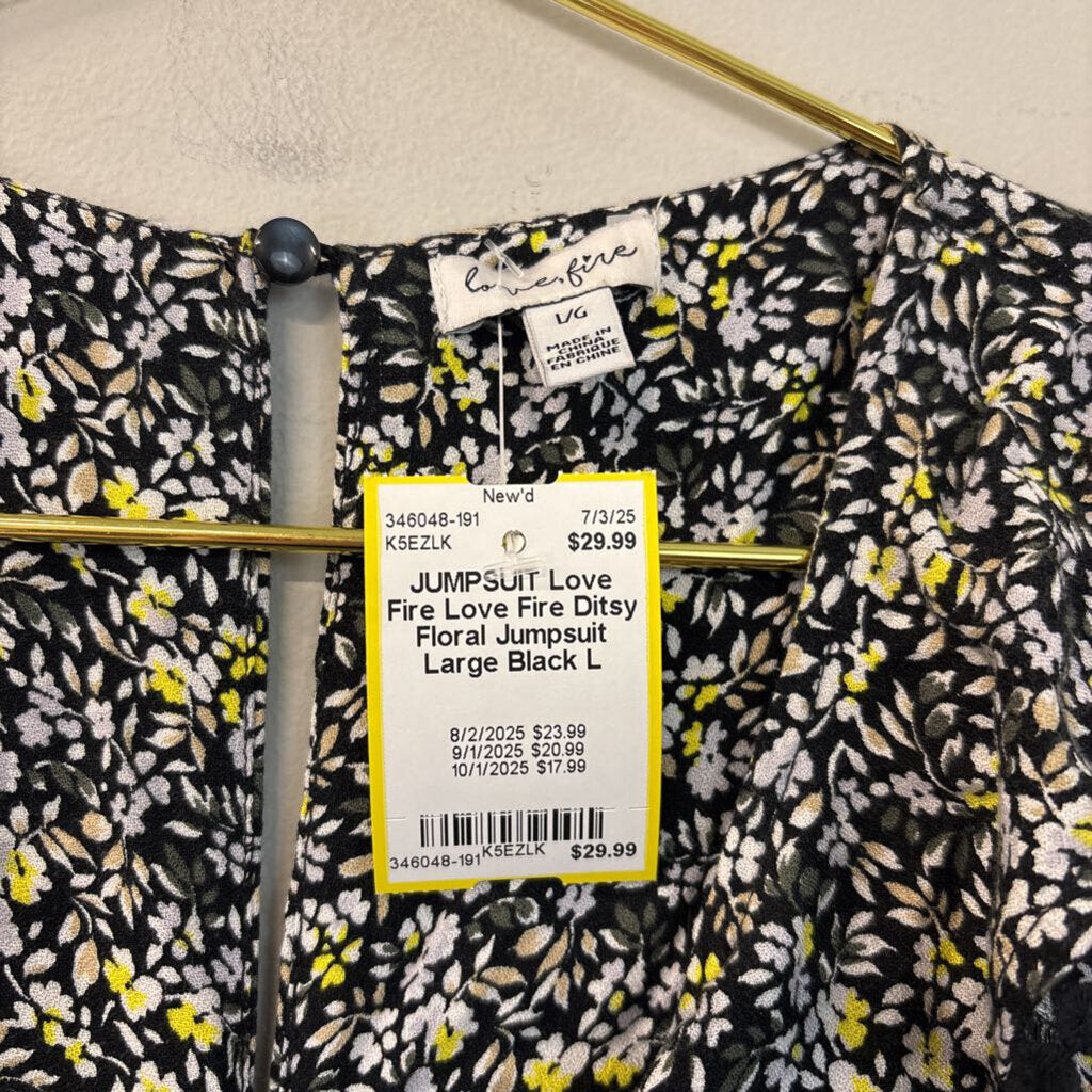 Love Fire Ditsy Floral Jumpsuit Large