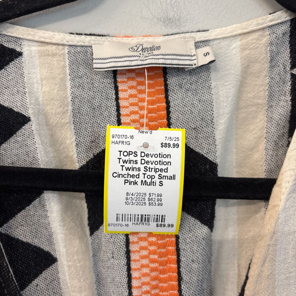 Devotion Twins Striped Cinched Top Small