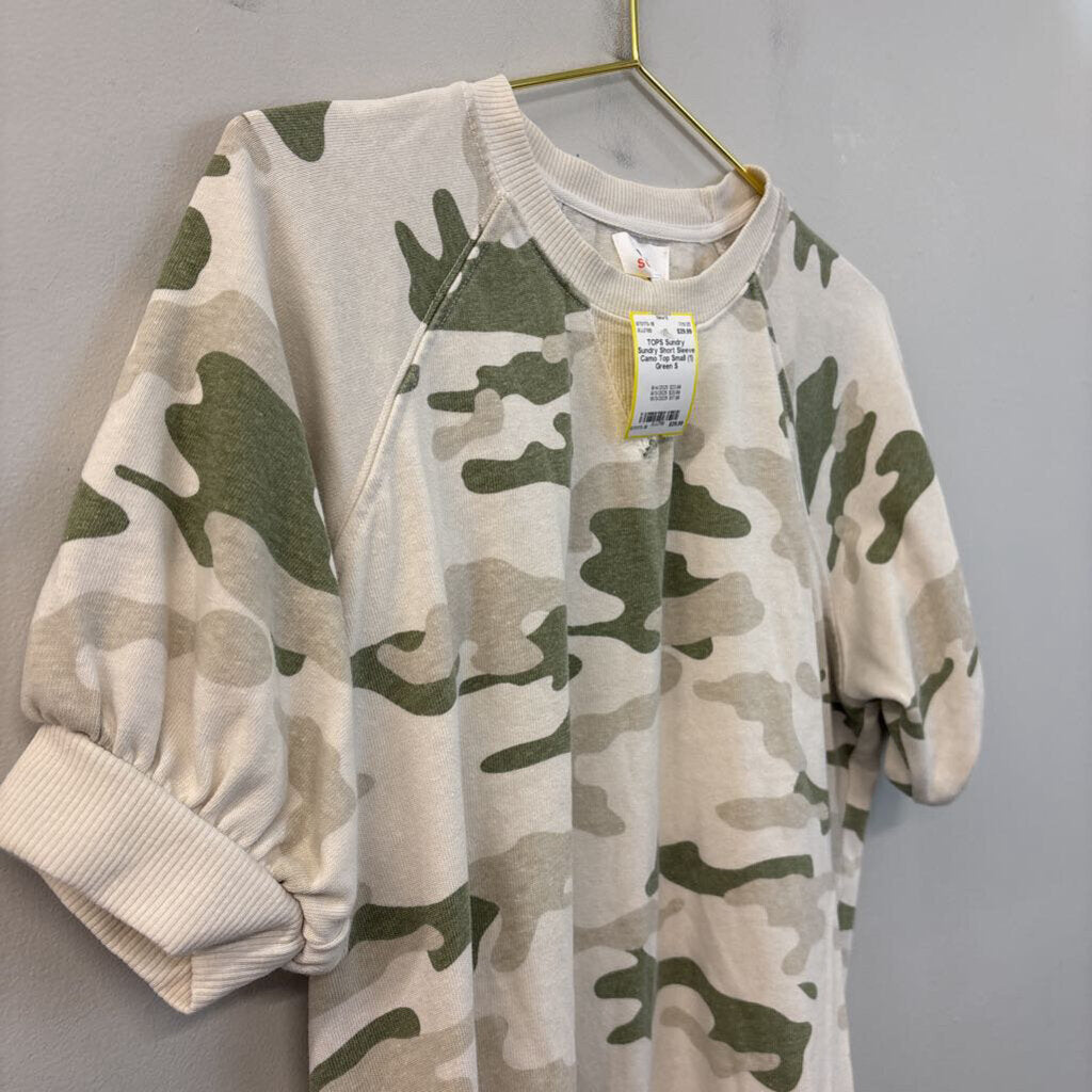 Sundry Short Sleeve Camo Top Small (1)