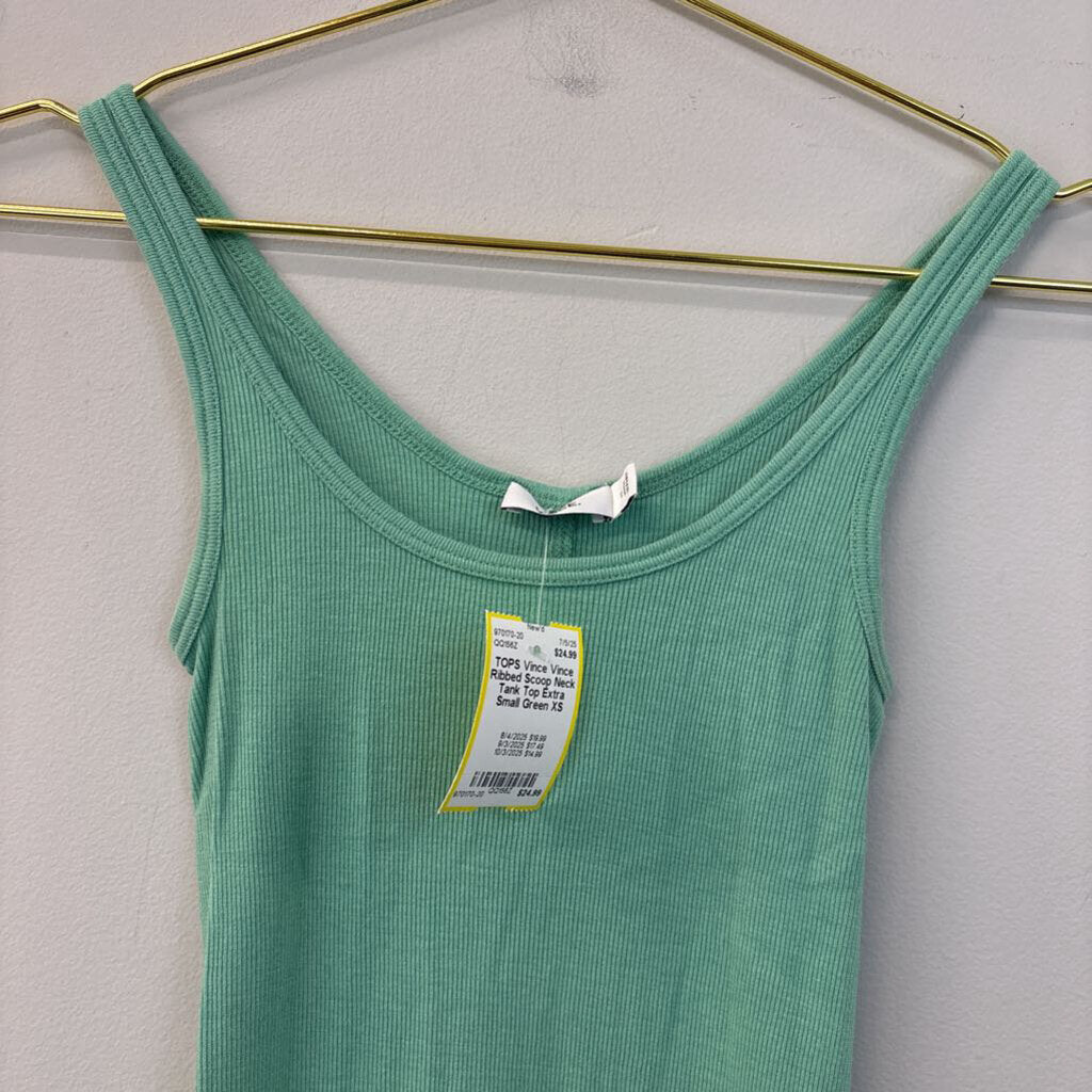 Vince Ribbed Scoop Neck Tank Top Extra Small