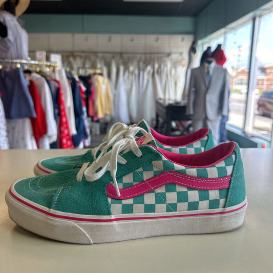 Vans Sk8low Teal/Pink Checker Sneakers 12.0