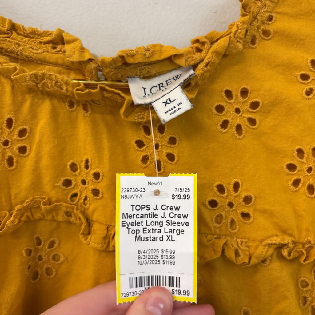 J. Crew Eyelet Long Sleeve Top Extra Large