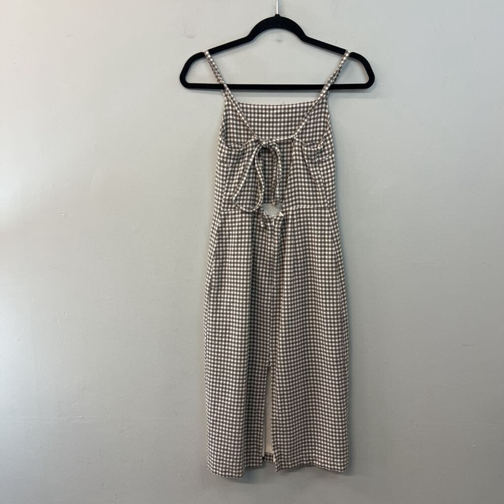 Rita Row Brown/ White Houndstooth Tie Back Dress Extra Small