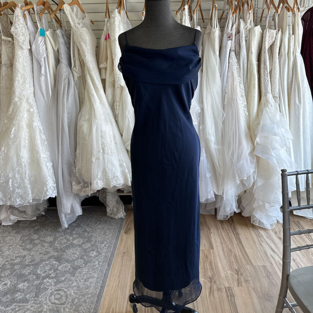 B Moss Navy Cowl Neck Long Formal Dress 10
