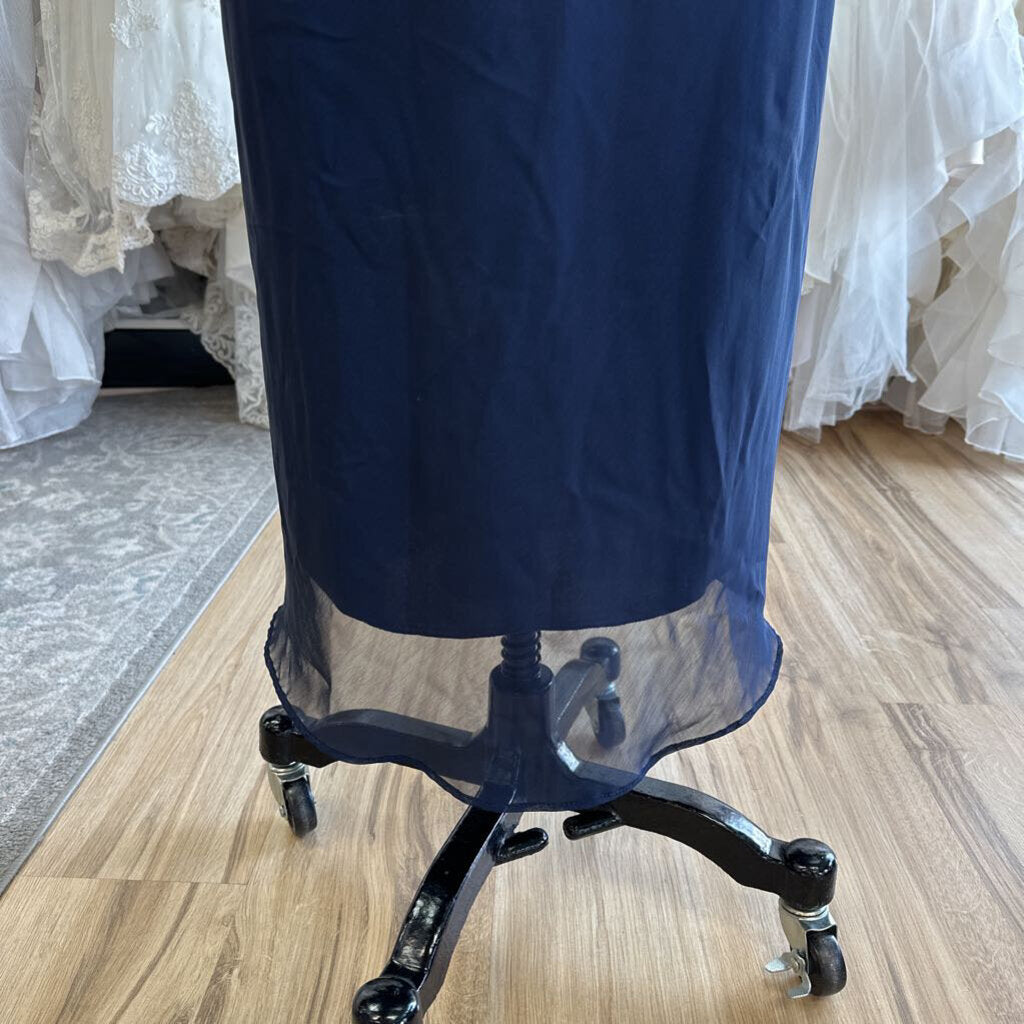 B Moss Navy Cowl Neck Long Formal Dress 10