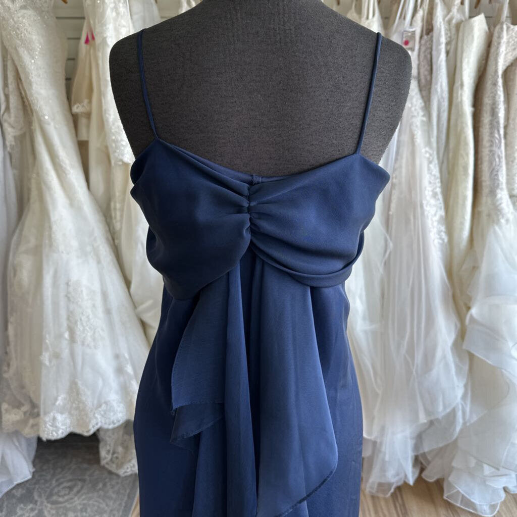B Moss Navy Cowl Neck Long Formal Dress 10