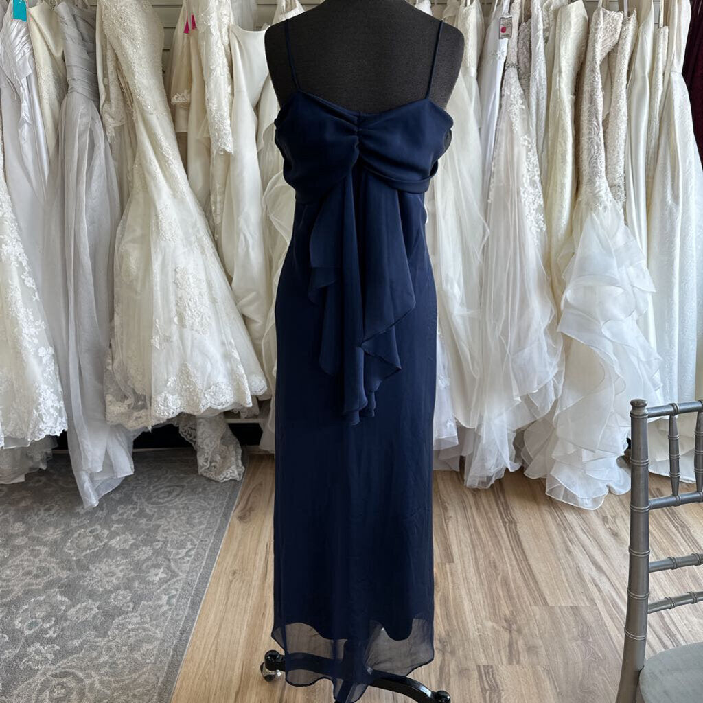 B Moss Navy Cowl Neck Long Formal Dress 10