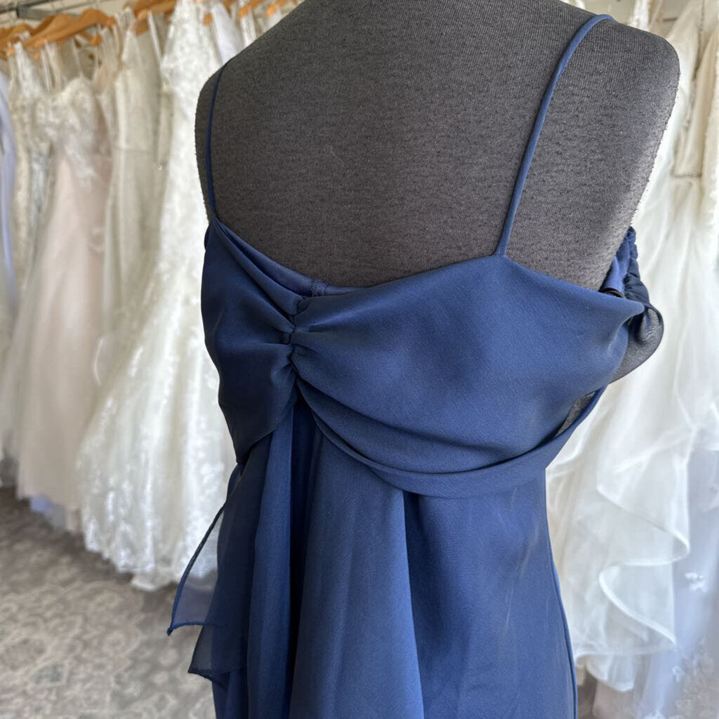 B Moss Navy Cowl Neck Long Formal Dress 10