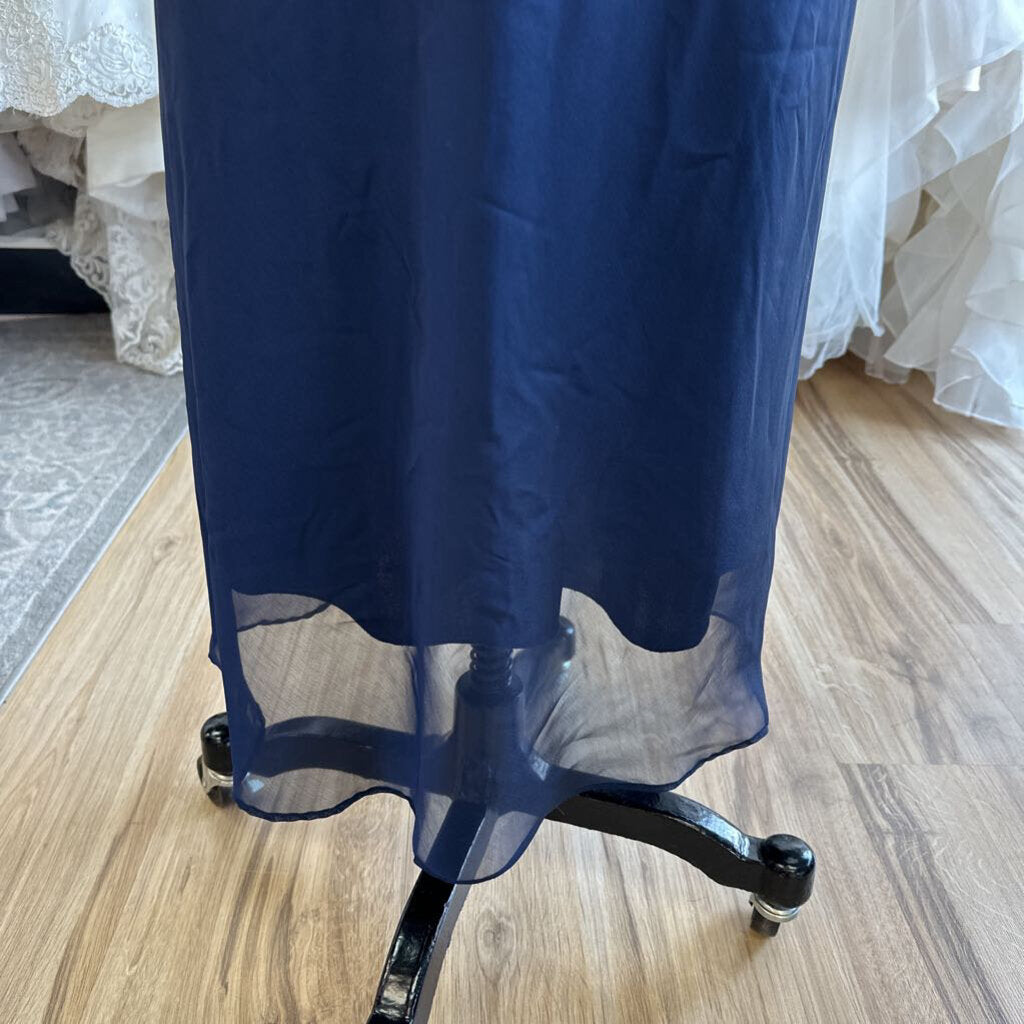 B Moss Navy Cowl Neck Long Formal Dress 10