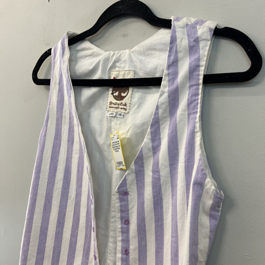 Druids Oak White/ Purple Striped Vest Top Small