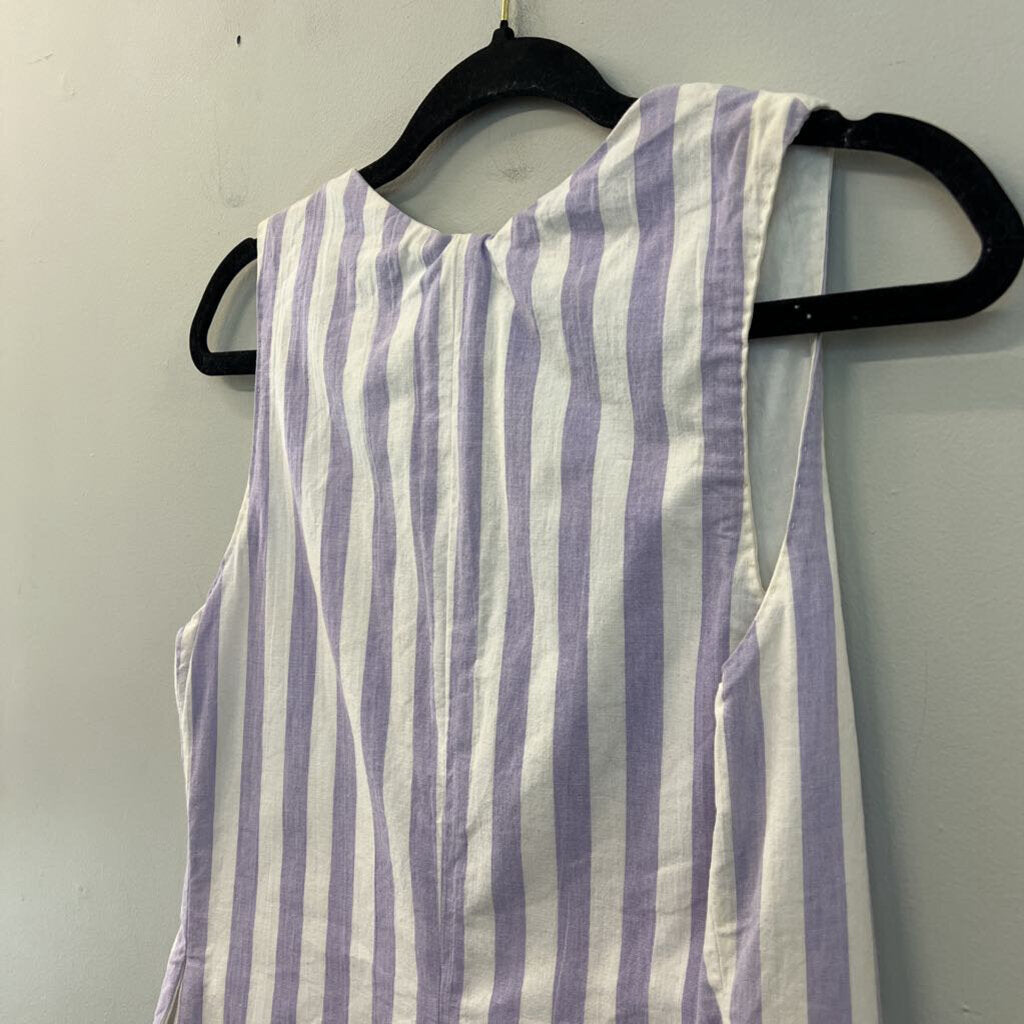 Druids Oak White/ Purple Striped Vest Top Small