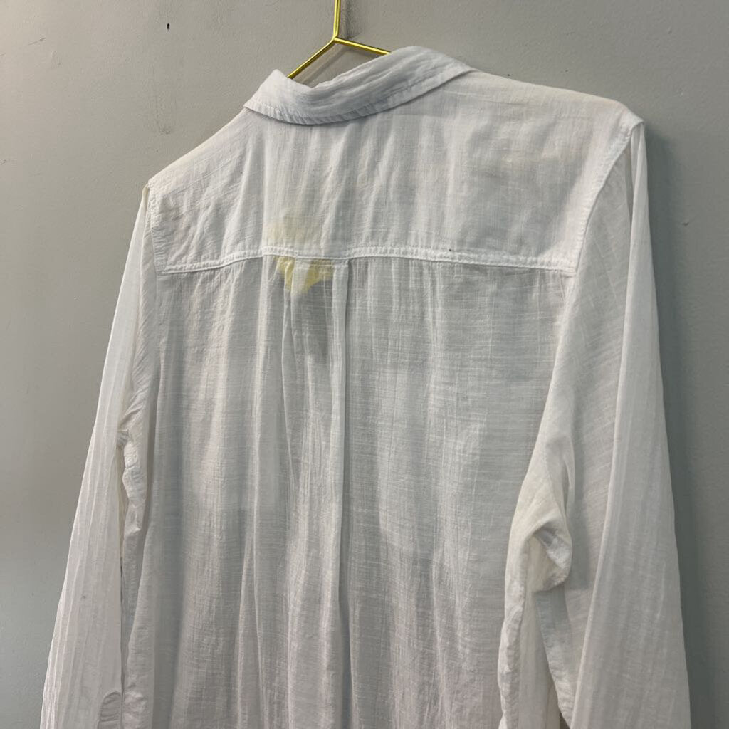 Stylus White 100% Cotton Long Sleeve Button Down Top Large