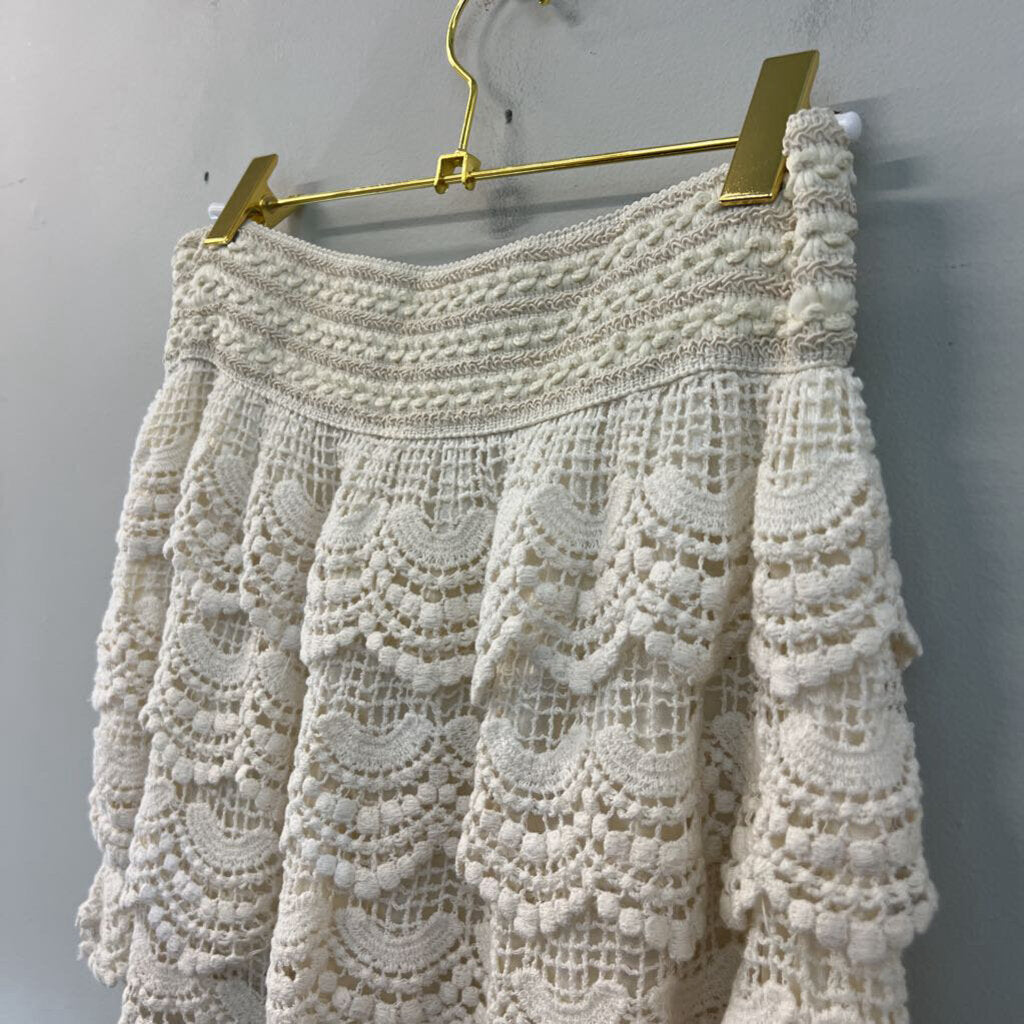 Cream Crochet Layered Shorts Extra Large
