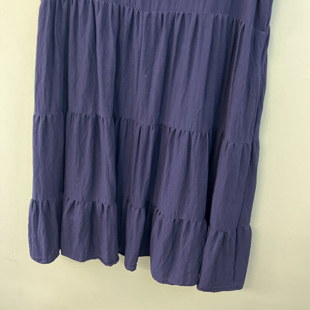 Entro Navy Short Ruffle Sleeve Tiered Skirt Dress Extra Large