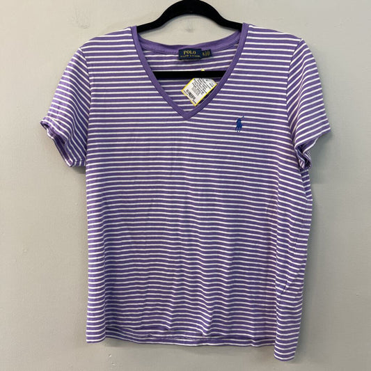 Ralph Lauren Purple/ White Striped Short Sleeve Top Extra Large