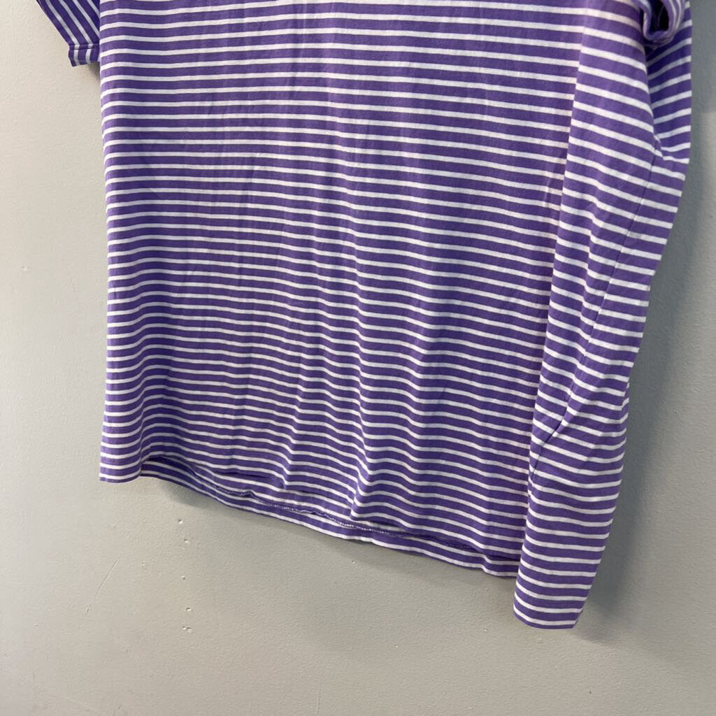 Ralph Lauren Purple/ White Striped Short Sleeve Top Extra Large