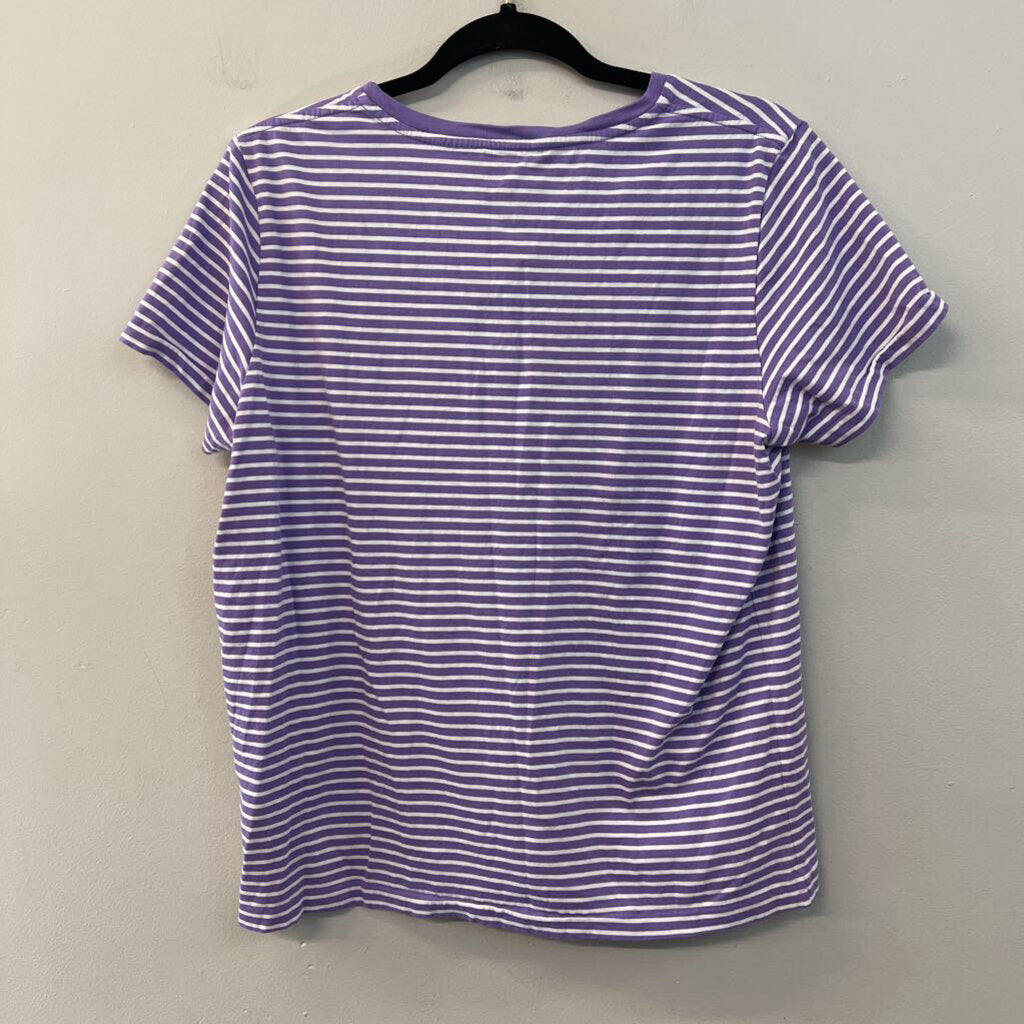 Ralph Lauren Purple/ White Striped Short Sleeve Top Extra Large