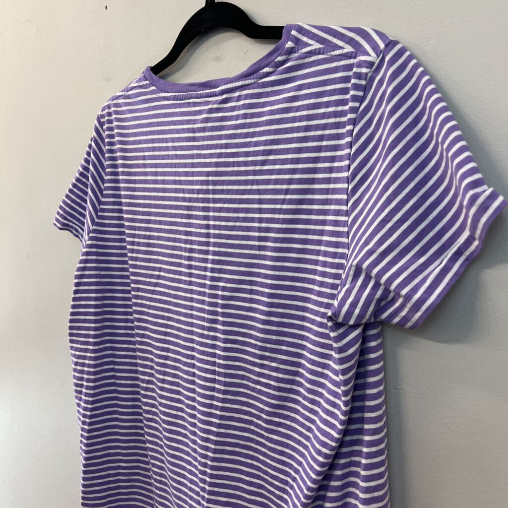 Ralph Lauren Purple/ White Striped Short Sleeve Top Extra Large