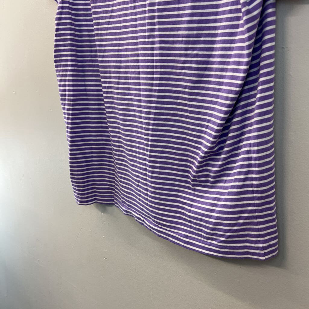 Ralph Lauren Purple/ White Striped Short Sleeve Top Extra Large