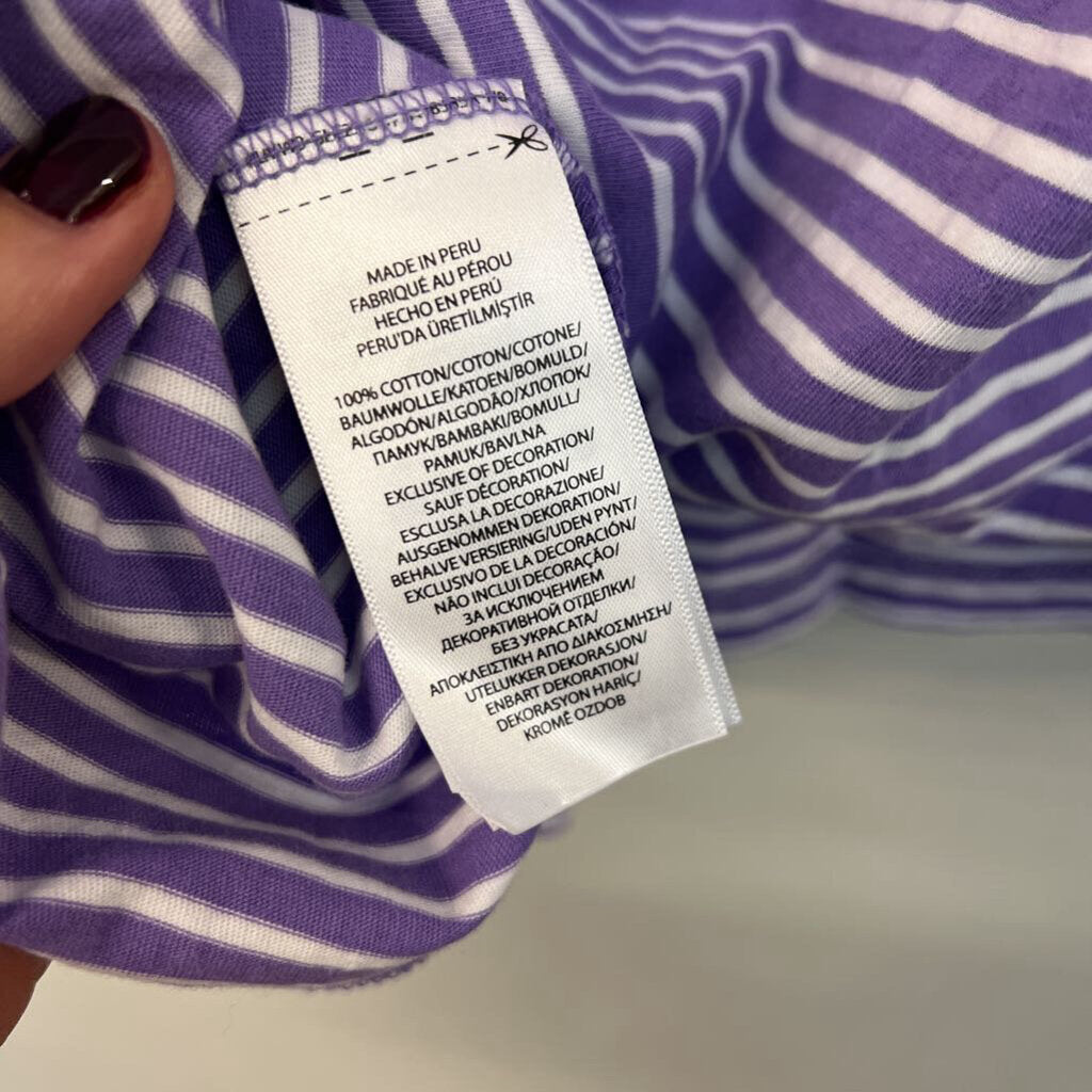 Ralph Lauren Purple/ White Striped Short Sleeve Top Extra Large