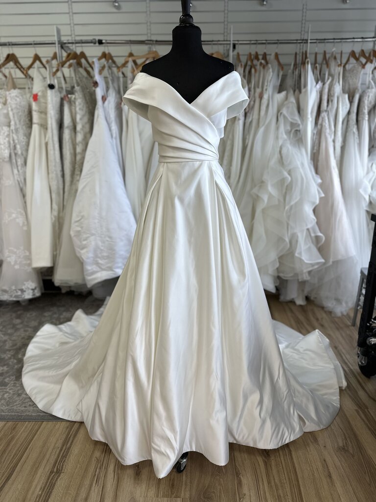 Jasmine Collection Ivory Off Shoulder A Line Bridal Gown 14