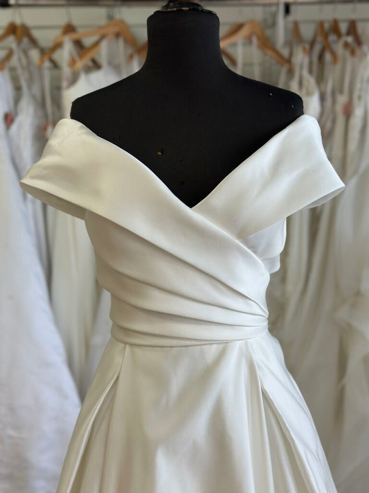 Jasmine Collection Ivory Off Shoulder A Line Bridal Gown 14