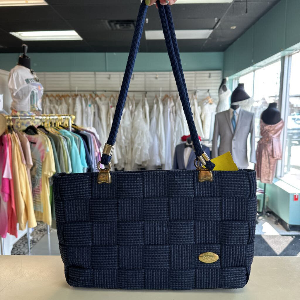 Vintage Creazioni Alma Navy Woven Purse